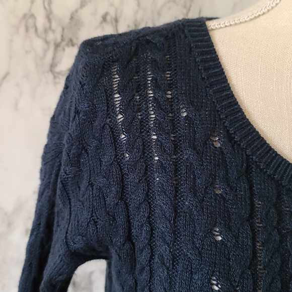 American Eagle navy sedona cable sweater size small - Picture 2 of 7